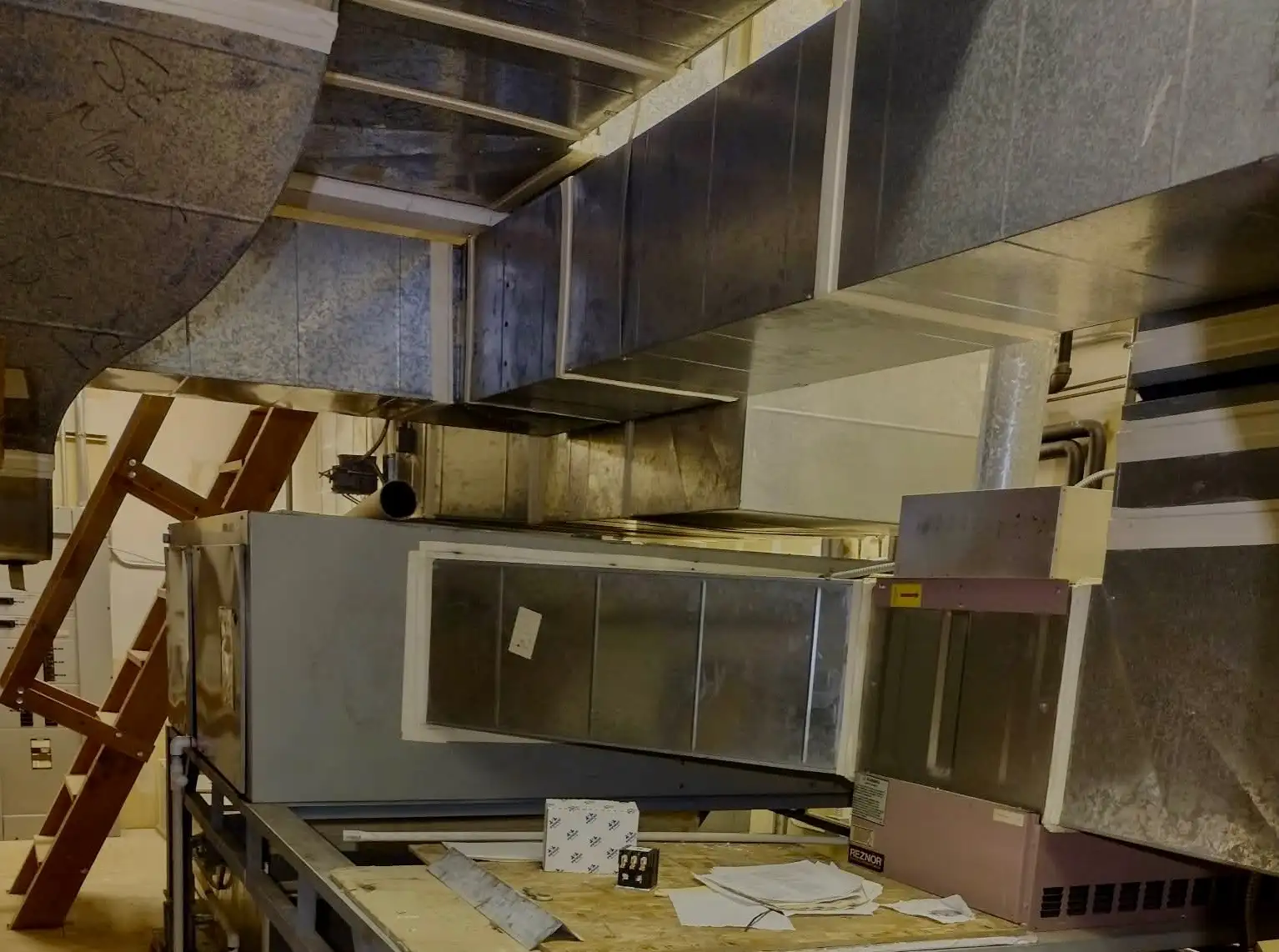 Sheet metal ductwork transition fabricated by Pacific Breeze HVAC