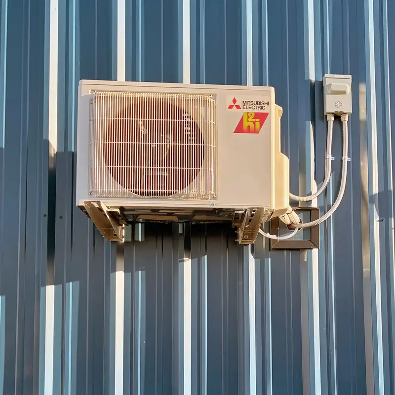 Elevated Mitsubishi commercial heat pump installation